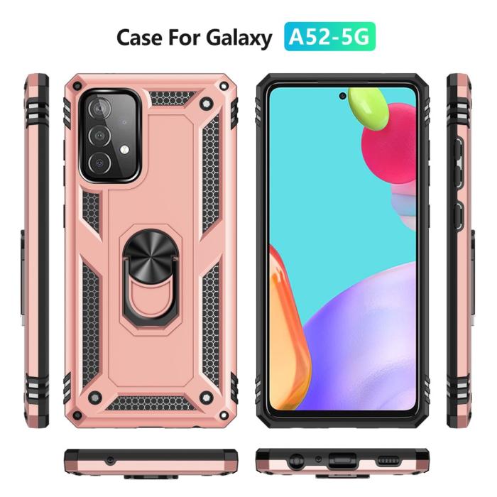 Bild 3,  Samsung Galaxy A52 / A52s - Hybrid Armor Ring Skal - Roséguld