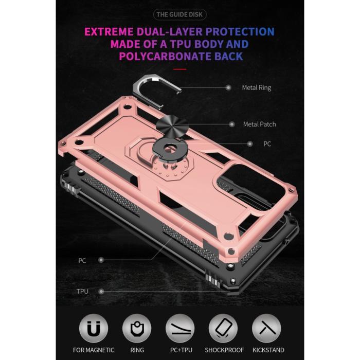 Bild 4,  Samsung Galaxy A52 / A52s - Hybrid Armor Ring Skal - Roséguld