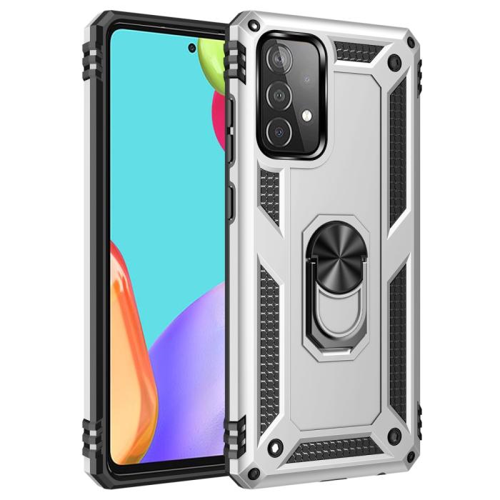 Bild 2,  Samsung Galaxy A52 / A52s - Hybrid Armor Ring Skal - Silver
