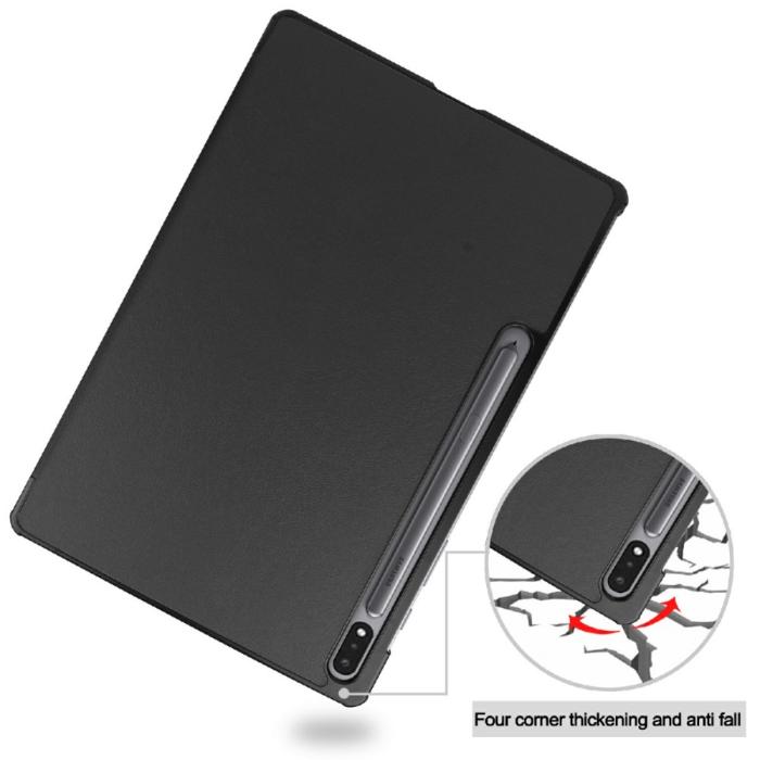 Bild 2,  Samsung Galaxy Tab S7 FE / S7 Plus / S8 Plus Fodral Tri-Fold Svart