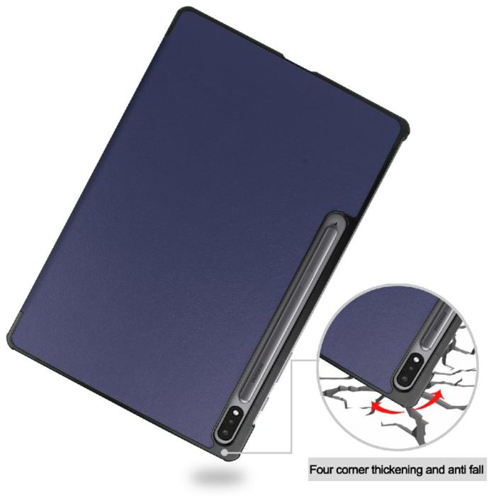 Bild 2,  Samsung Galaxy Tab S7 FE / S7 Plus / S8 Plus Fodral Tri-Fold Mörk Blå