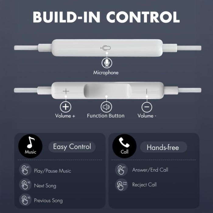 Bild 6, Tech-Protect Tech-Protect In-Ear Hörlurar 3.5 mm AUX UltraBoost Vit