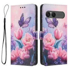  Sony Xperia 10 VII Fodral Med Tryck Rosa Blommor