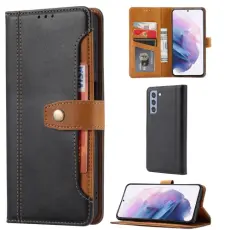  Samsung Galaxy S21 FE Fodral Premium Med Frontficka Svart