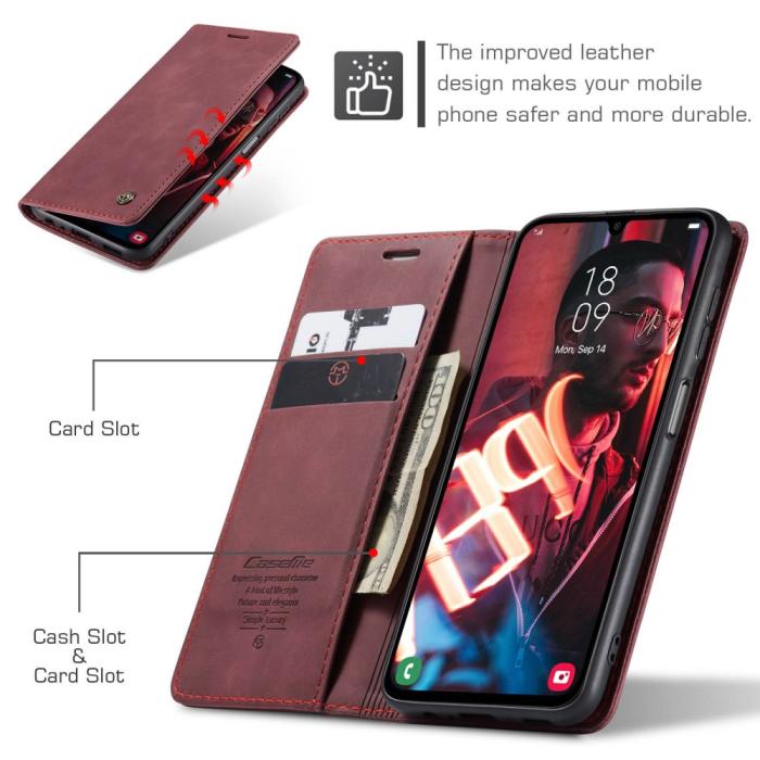 Bild 5, CASEME CASEME Samsung Galaxy A16 Fodral Flip Retro Läder Röd