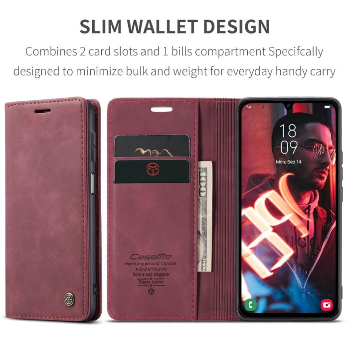 Bild 6, CASEME CASEME Samsung Galaxy A16 Fodral Flip Retro Läder Röd
