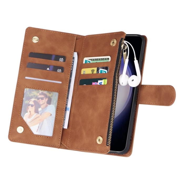 Bild 4,  Samsung Galaxy S24 Plus Fodral Läder Multifunktionell Brun