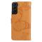  Samsung Galaxy S22 Plus Fodral Fjärilar Tryckt Läder Ljus Brun