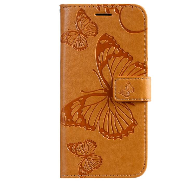 Bild 3,  Samsung Galaxy S22 Plus Fodral Fjärilar Tryckt Läder Ljus Brun