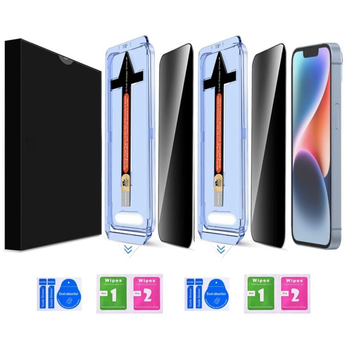 Bild 2,  iPhone 14 Plus/13 Pro Max 2-PACK Skärmskydd Härdat Glas Privacy