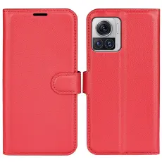  Motorola Edge 30 Ultra 5G Fodral Litchi L&auml;der R&ouml;d