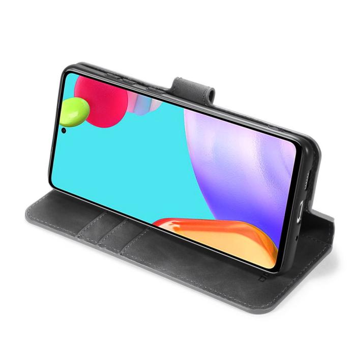 Bild 5, DG.MING Samsung Galaxy A52 / A52s - DG.MING Retro Läder Fodral - Grå