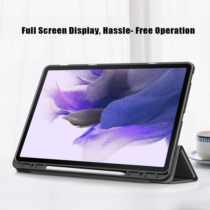 Bild 5,  Galaxy Tab S7 FE/S7 Plus/S8 Plus Tri-Fold Fodral Med Pennhållare Svart