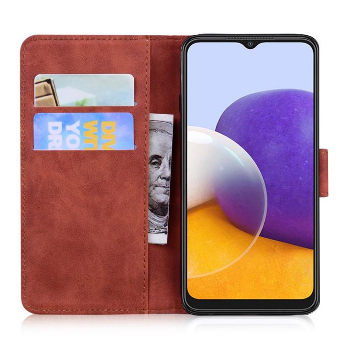 Bild 4,  Samsung Galaxy A22 5G - Solid Läder Fodral - Brun
