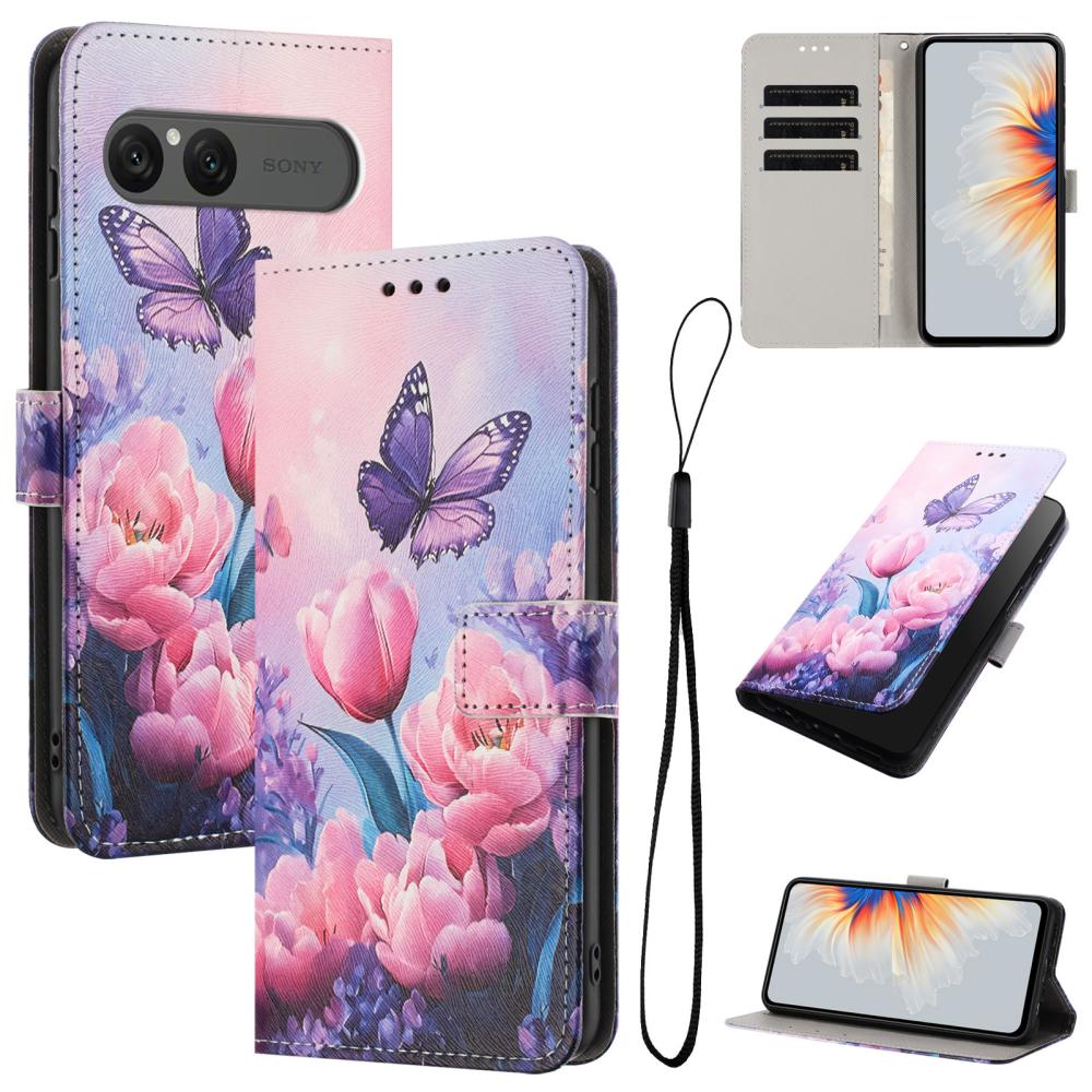  Sony Xperia 10 VII Fodral Med Tryck Rosa Blommor