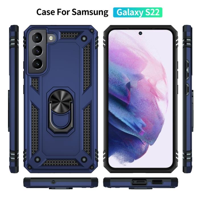 Bild 2,  Samsung Galaxy S22 Skal Ring Armor Hybrid Blå