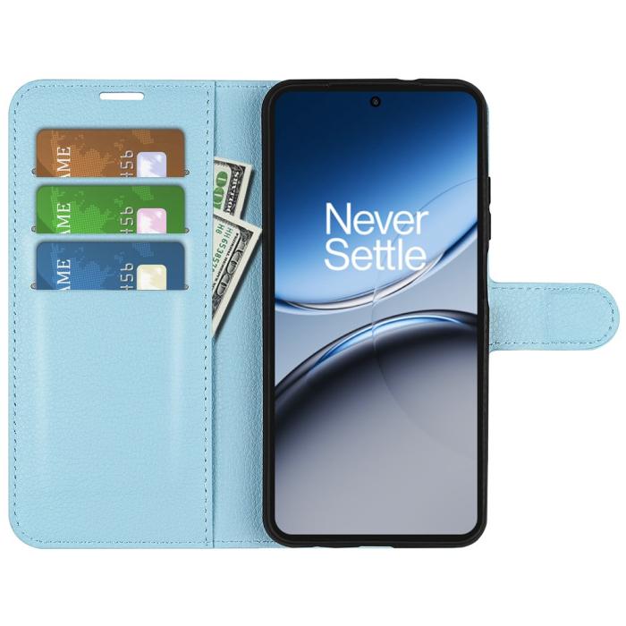 Bild 2,  OnePlus Nord 4 Fodral Litchi Läder Blå