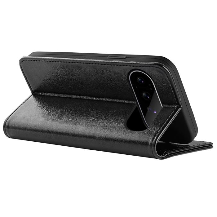 Bild 4,  Google Pixel 11/10 Fodral Crazy Horse Läder Svart