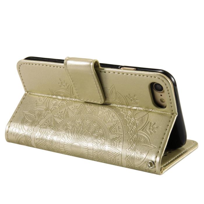 Bild 4,  iPhone 17e / 16e Fodral Mandala Läder Guld
