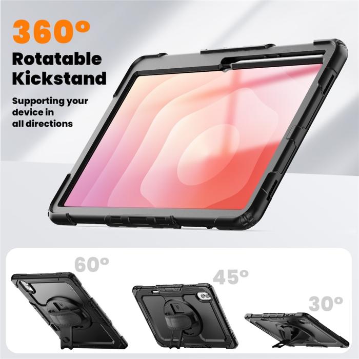 Bild 5,  Galaxy Tab S11 Ultra Skal 360 Shockproof Hybrid Kickstand Svart