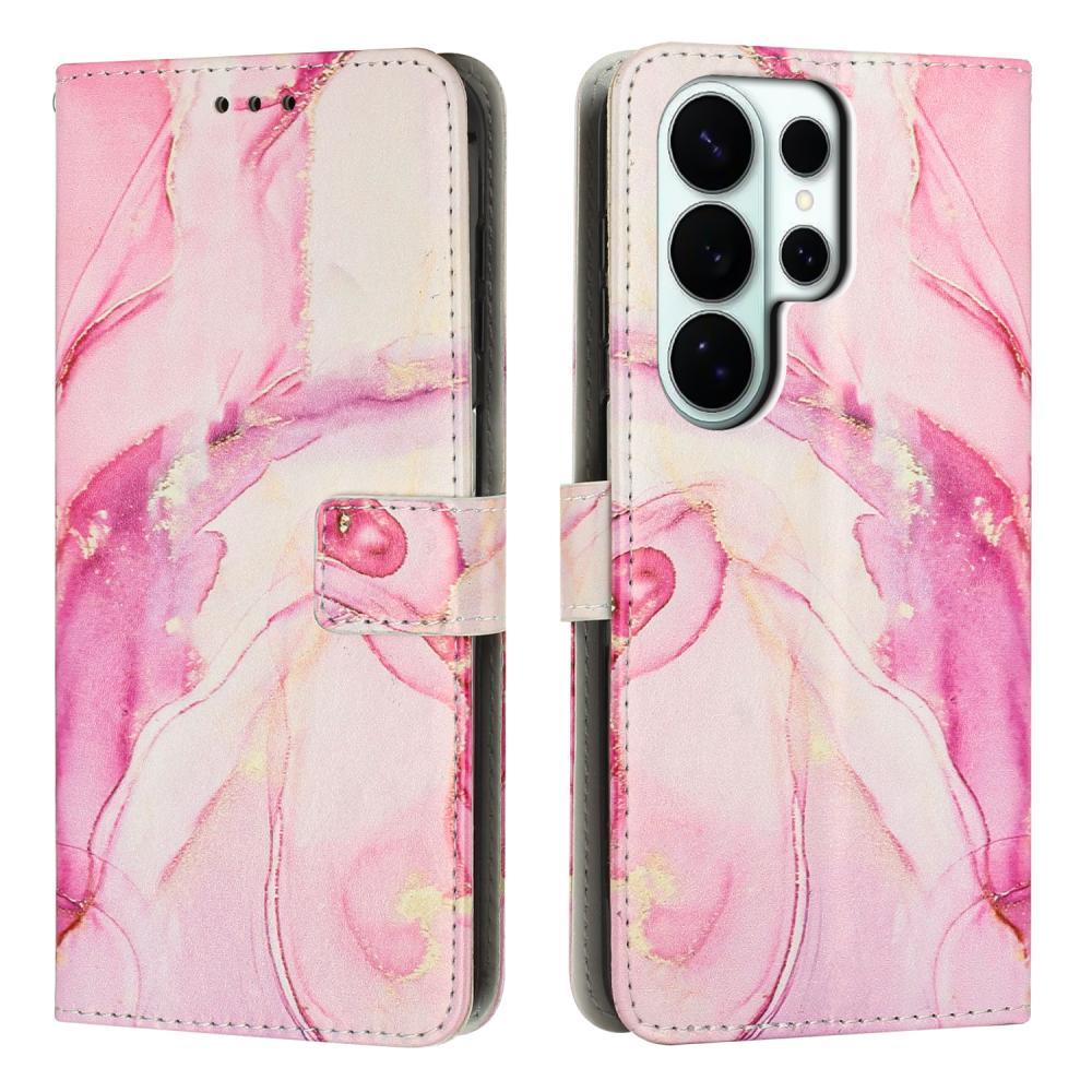  Samsung Galaxy S26 Ultra Fodral Läder Marmor Roséguld