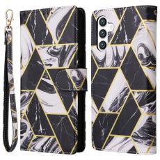  Samsung Galaxy S24 Plus Fodral L&auml;der Marmor Svart