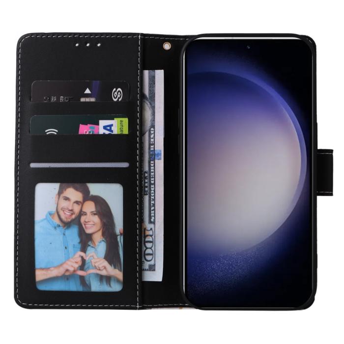 Bild 2,  Samsung Galaxy S24 Plus Fodral Läder Marmor Svart