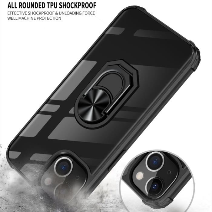 Bild 4,  iPhone 14 Pro Skal Hybrid Armor Shockproof Ring Röd