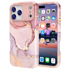  iPhone 17 Pro Max Skal Hybrid Med Marmor Tryck Rosa