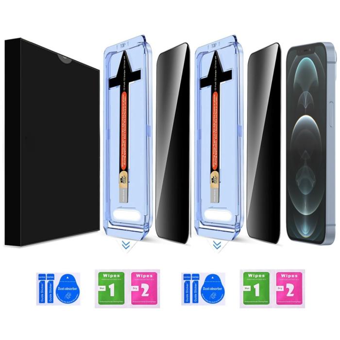 Bild 2,  iPhone 12 Pro Max 2-PACK Skärmskydd Härdat Glas Privacy