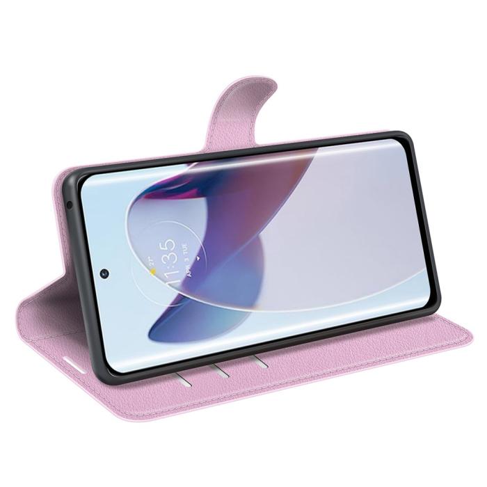 Bild 3,  Motorola Edge 30 Ultra 5G Fodral Litchi Läder Ljus Rosa