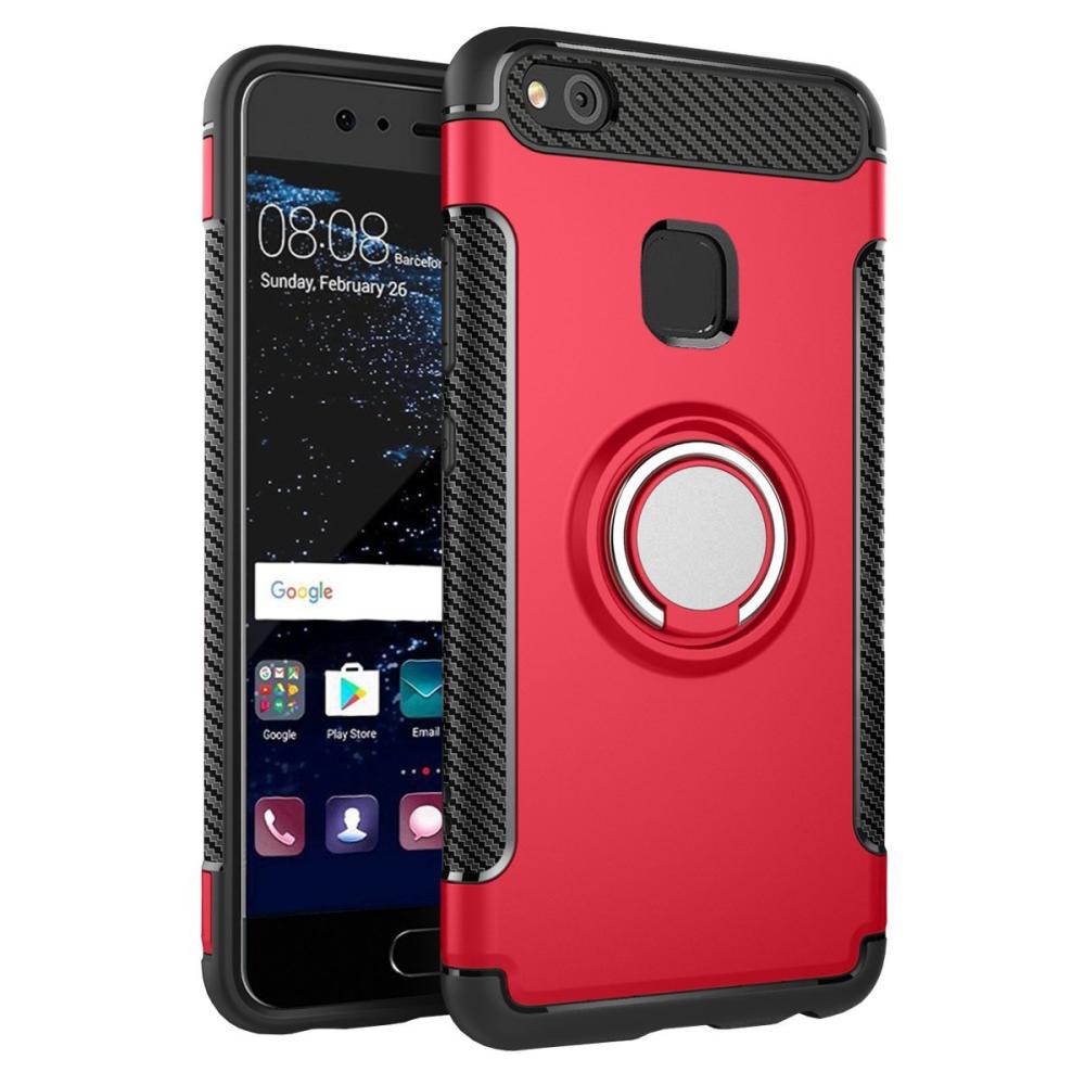  Huawei P10 Lite - Armour Ring Skal - Röd
