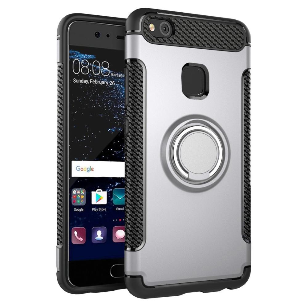  Huawei P10 Lite - Armour Ring Skal - Silver