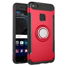  Huawei P10 Lite - Armour Ring Skal - R&ouml;d