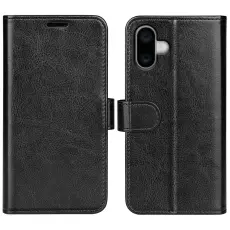  iPhone 16 Fodral L&auml;der Crazy Horse Svart