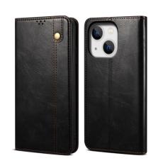  iPhone 14 Plus Fodral Flip Crazy Horse Svart