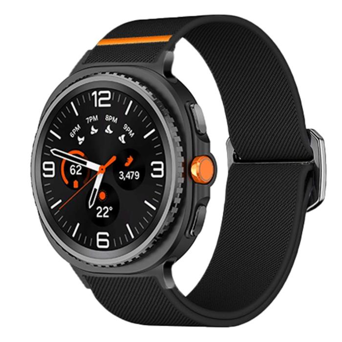 Bild 2,  Galaxy Watch 8 46/44/40 mm Armband Justerbart Nylon Svart