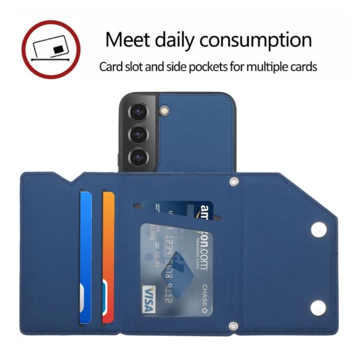 Bild 5,  Samsung Galaxy S22 Skal Skin Touch Med Kortfack Blå