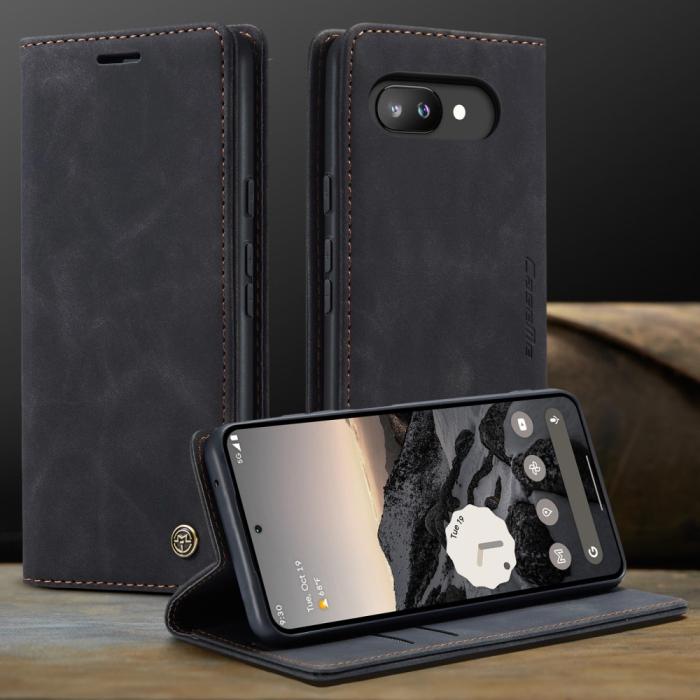 Bild 4, CASEME CASEME Google Pixel 9a Fodral Flip Retro Läder Svart