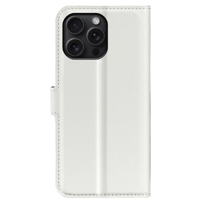 Bild 6,  iPhone 16 Pro Fodral Litchi Läder Vit