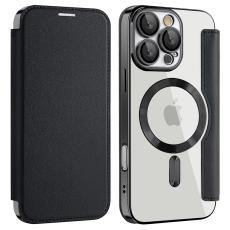  iPhone 16 Pro Max Fodral MagSafe Flip L&auml;der RFID Svart