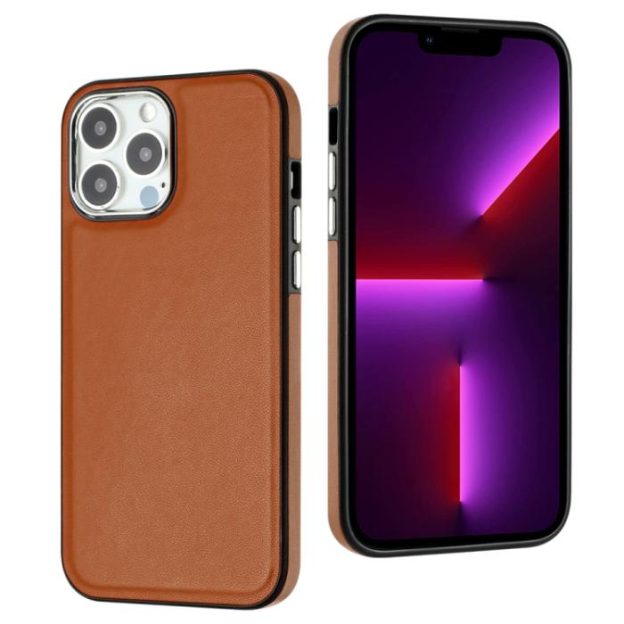 Bild 2,  iPhone 15 Pro Max Skal Läder Belagt Brun