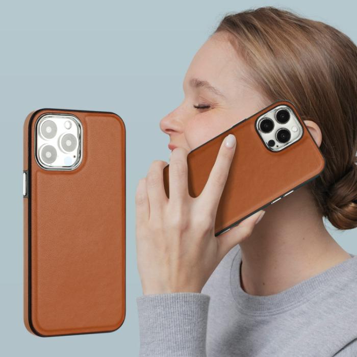 Bild 5,  iPhone 15 Pro Max Skal Läder Belagt Brun