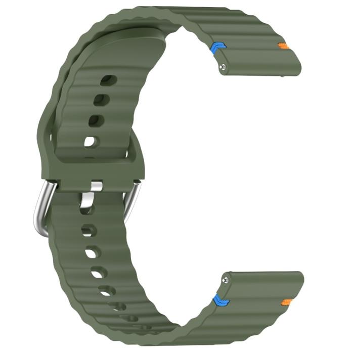 Bild 3,  Klockarmband 20 mm Silikon Wave Design Militär Grön