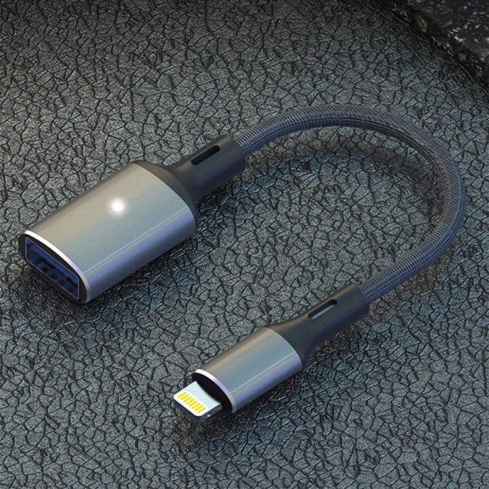 Bild 2,  Lightning till USB-A Kabeladapter Svart