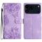  iPhone 17 Pro Max Fodral Med Blommigt Tryck Läder Lila
