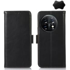  OnePlus 11 5G Fodral RFID Crazy Horse L&auml;der Svart