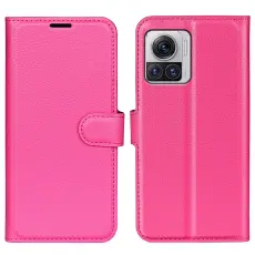  Motorola Edge 30 Ultra 5G Fodral Litchi L&auml;der Rosa