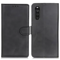  Sony Xperia 10 III - Solid L&auml;der Fodral - Svart
