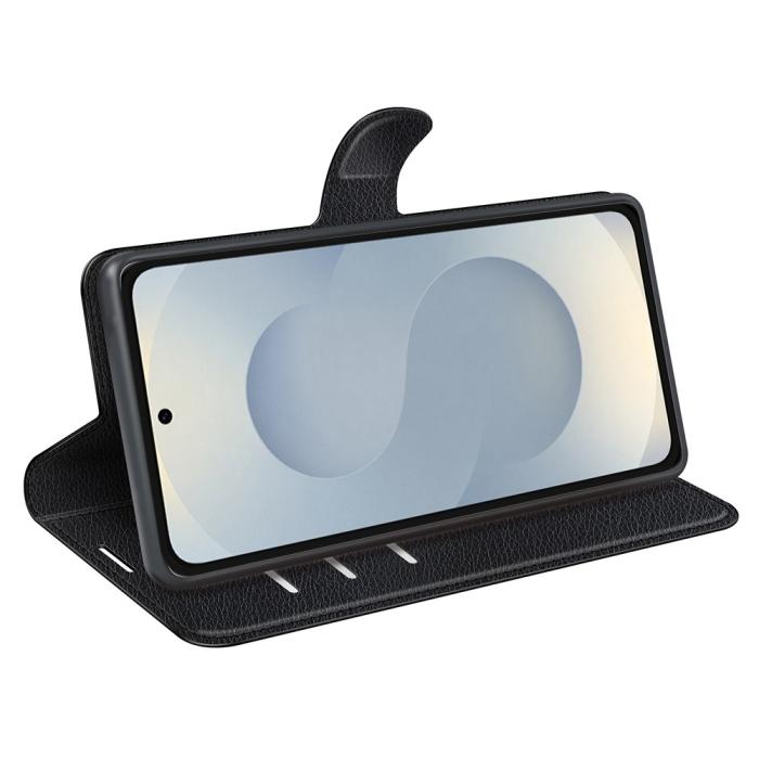 Bild 3,  Samsung Galaxy S25 Edge Fodral Litchi Läder Svart